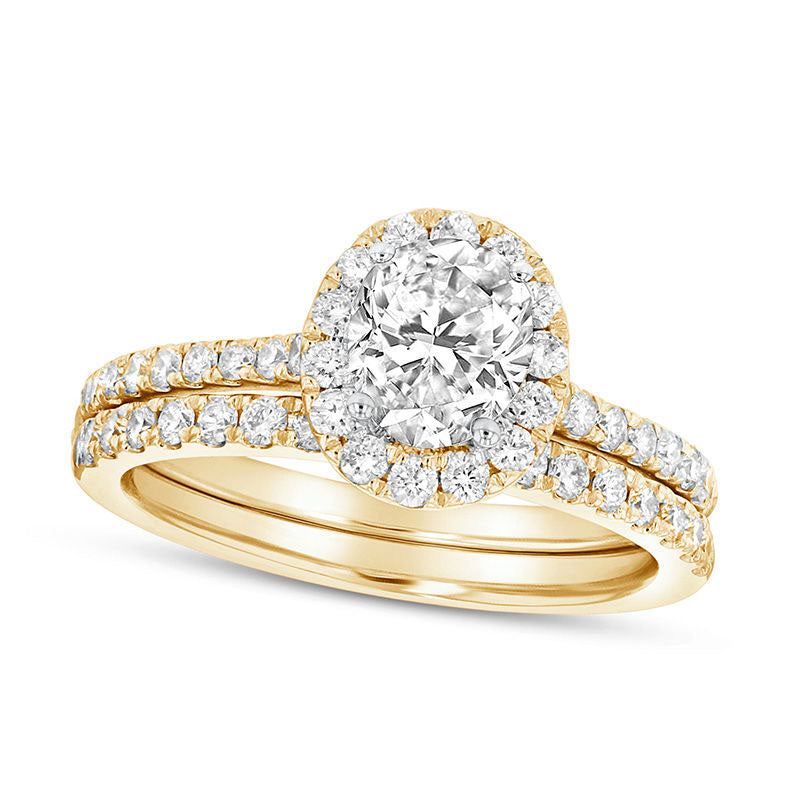 Image of ID 1 133 CT TW Oval Natural Diamond Frame Bridal Engagement Ring Set in Solid 14K Gold (J/SI2)