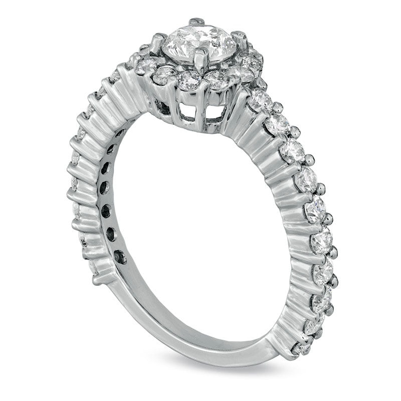 Image of ID 1 1330 CT TW Natural Diamond Framed Engagement Ring in Solid 14K White Gold
