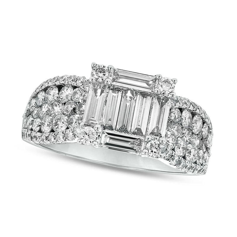Image of ID 1 138 CT TW Baguette Composite Natural Diamond Engagement Ring in Solid 18K White Gold (G/SI2)