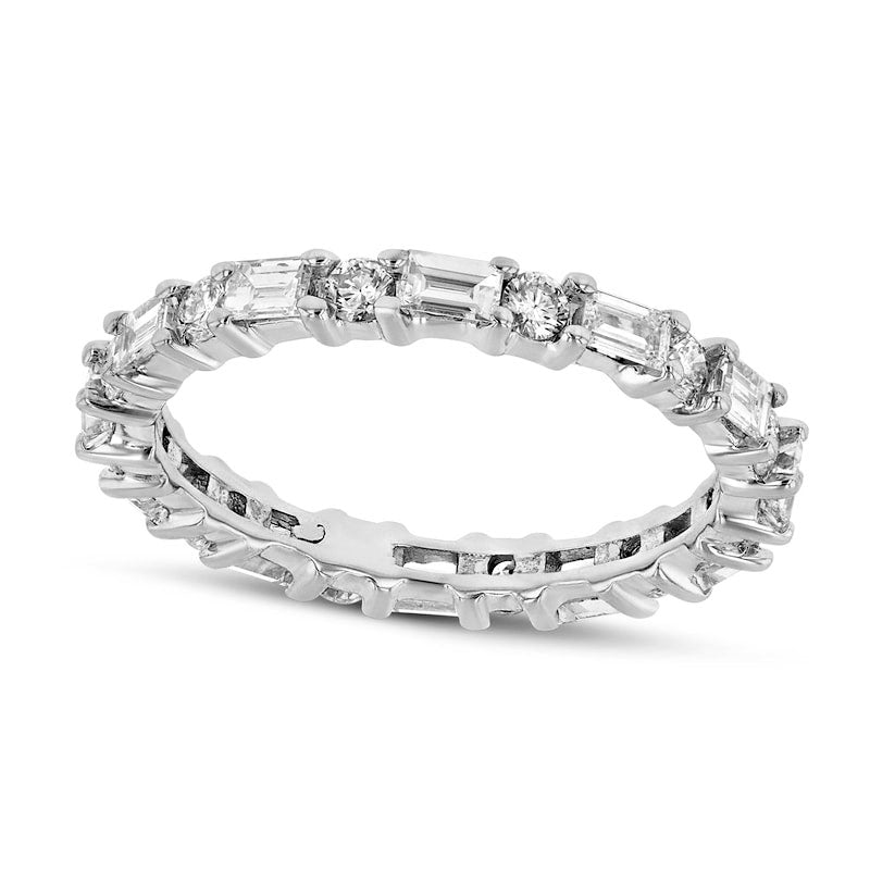 Image of ID 1 138 CT TW Baguette and Round Natural Diamond Eternity Band in Solid 14K White Gold