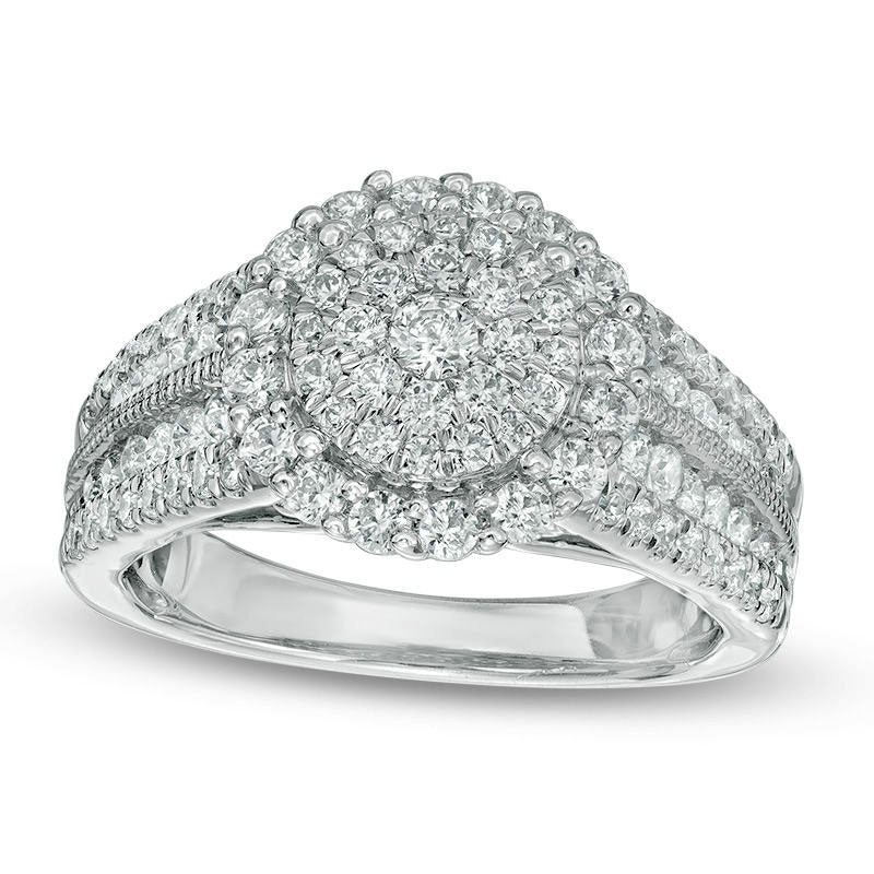 Image of ID 1 138 CT TW Composite Natural Diamond Frame Antique Vintage-Style Engagement Ring in Solid 14K White Gold