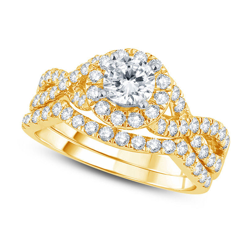 Image of ID 1 138 CT TW Natural Diamond Frame Twist Bridal Engagement Ring Set in Solid 14K Gold