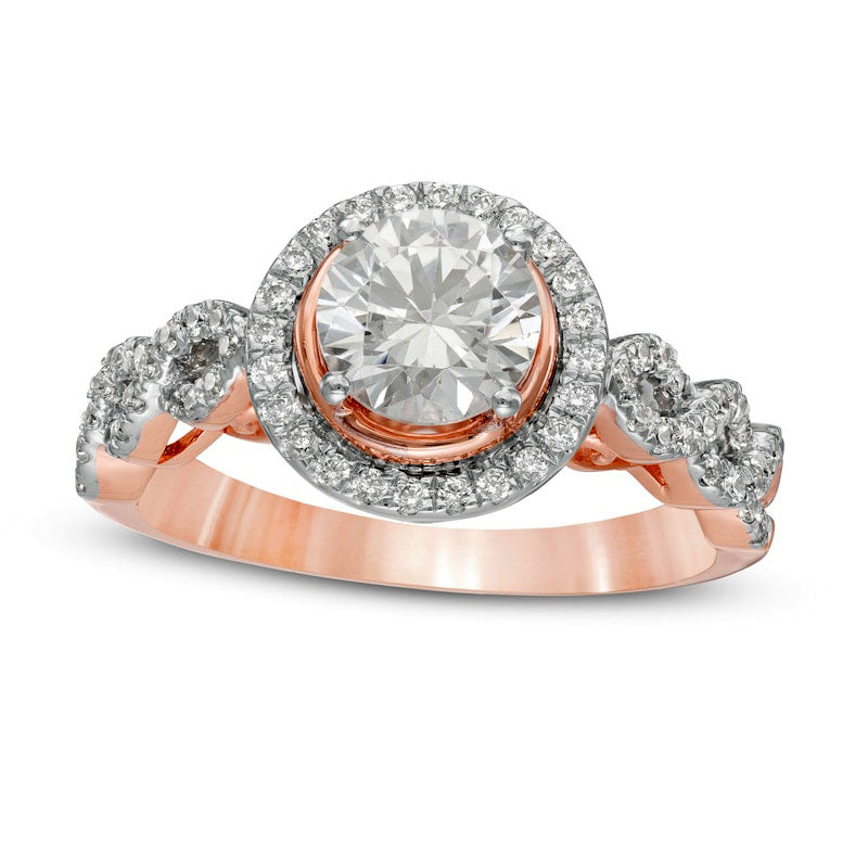 Image of ID 1 138 CT TW Natural Diamond Frame Twist Shank Engagement Ring in Solid 10K Rose Gold
