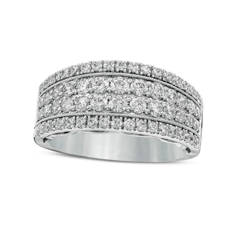 Image of ID 1 138 CT TW Natural Diamond Multi-Row Antique Vintage-Style Anniversary Band in Solid 14K White Gold