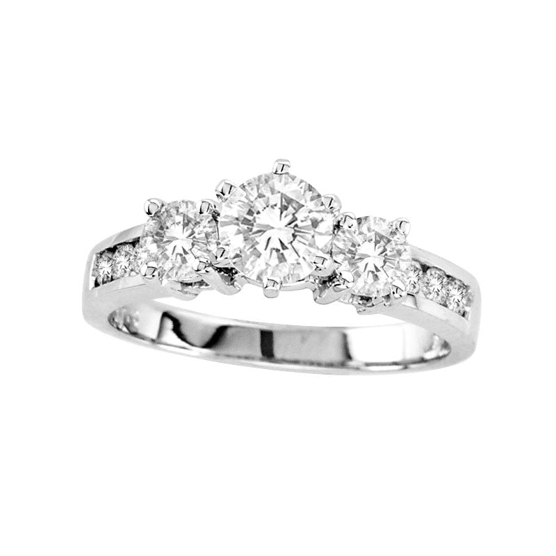 Image of ID 1 138 CT TW Natural Diamond Three Stone Engagement Ring in Solid 14K White Gold