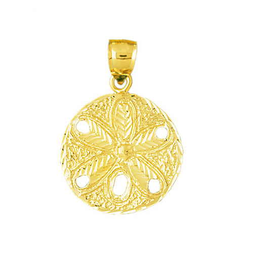 Image of ID 1 14K Gold 24MM Floral Sand Dollar Pendant