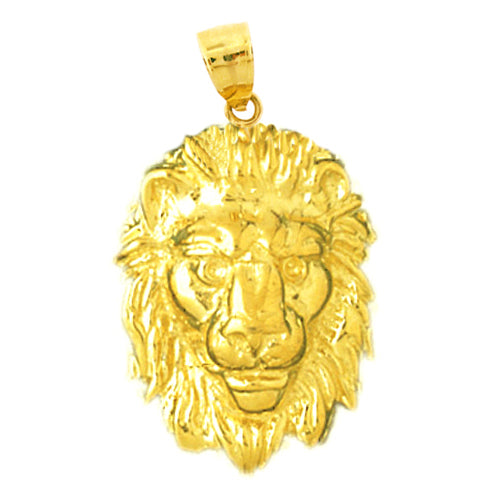Image of ID 1 14K Gold 24MM Long Lion Head Pendant