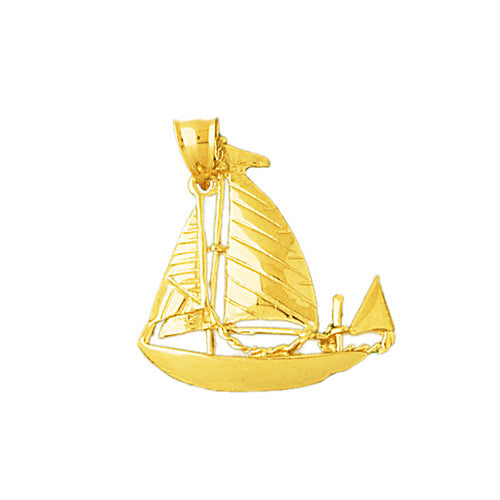 Image of ID 1 14K Gold 26MM Ketch Sailboat Pendant