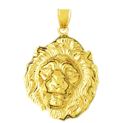 Image of ID 1 14K Gold 26MM Mane Lion Head Pendant