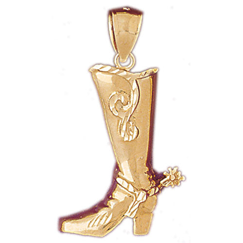 Image of ID 1 14K Gold 27MM Cowboy Boots with Spur Pendant
