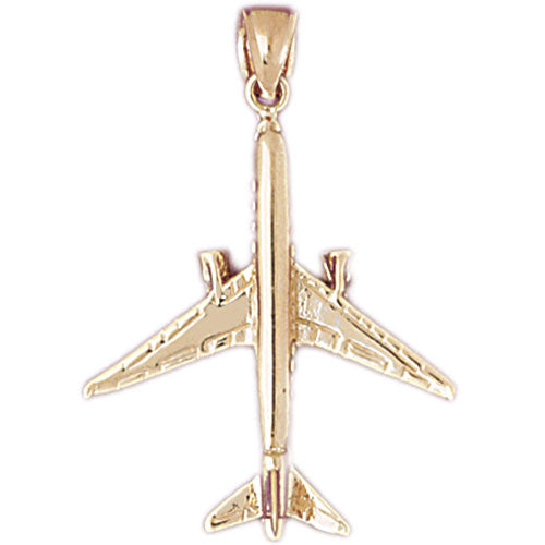 Image of ID 1 14K Gold 28MM 3D Two Engine Airplane Pendant