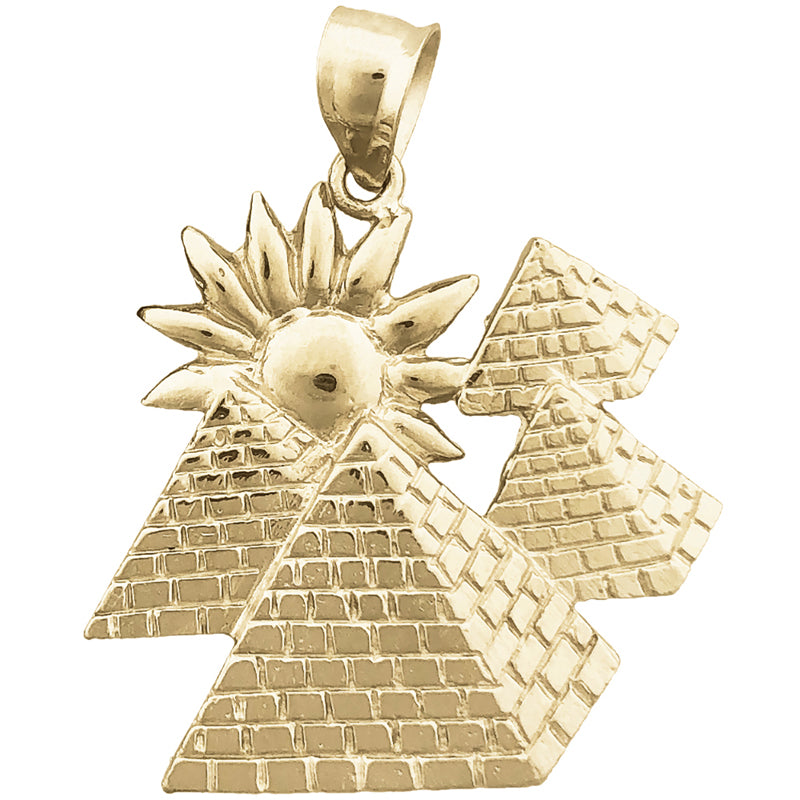 Image of ID 1 14K Gold 28MM Egyptian Pyramids with Sun Pendant