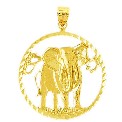 Image of ID 1 14K Gold 28MM Encircled Elephant Pendant