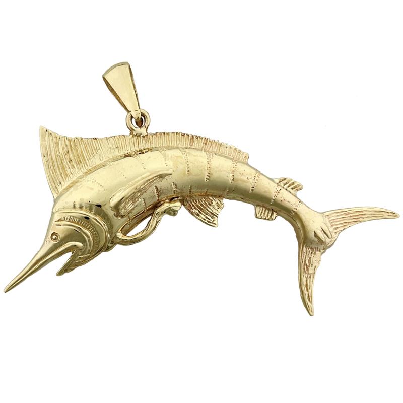 Image of ID 1 14K Gold 3-D Marlin Pendant