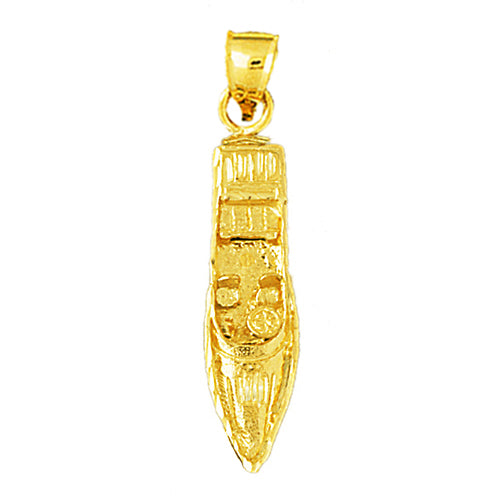 Image of ID 1 14K Gold 3-D Racing Boat Pendant