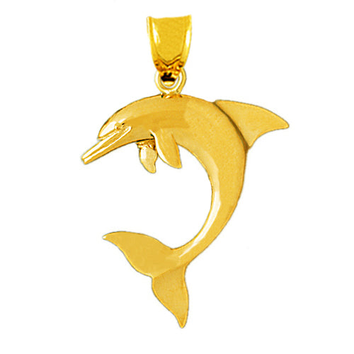 Image of ID 1 14K Gold 32MM Dolphin Pendant