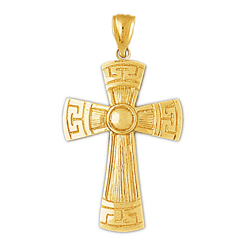 Image of ID 1 14K Gold 32MM Greek Key Cross Pendant