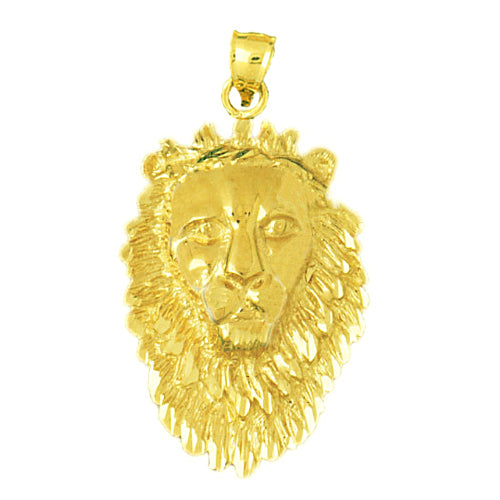 Image of ID 1 14K Gold 34MM Lion Head Pendant