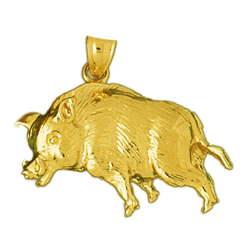 Image of ID 1 14K Gold 35MM Boar Pendant
