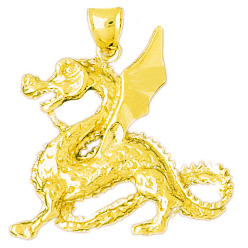 Image of ID 1 14K Gold 35MM Dragon Pendant