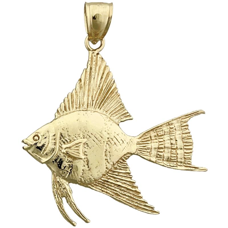 Image of ID 1 14K Gold 35MM Freshwater Angelfish Pendant