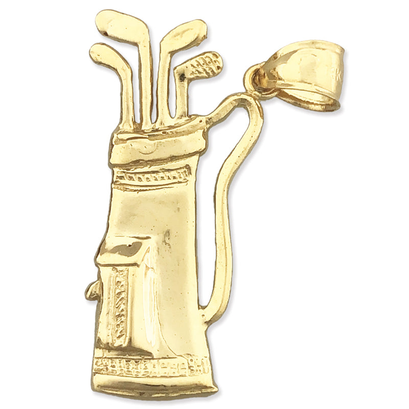 Image of ID 1 14K Gold 35MM Golf Bag and Clubs Pendant