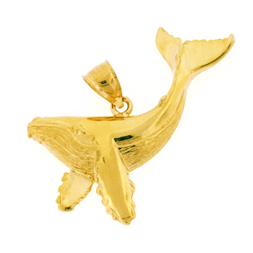 Image of ID 1 14K Gold 35MM Humpback Whale Pendant