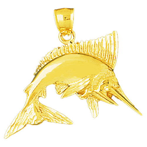 Image of ID 1 14K Gold 35MM Marlin Fish Pendant
