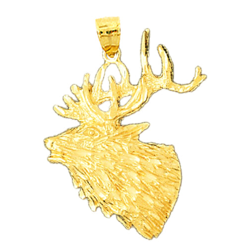Image of ID 1 14K Gold 35MM Moose Head Pendant