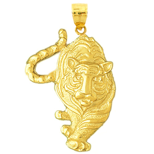 Image of ID 1 14K Gold 35MM Prowling Tiger Pendant