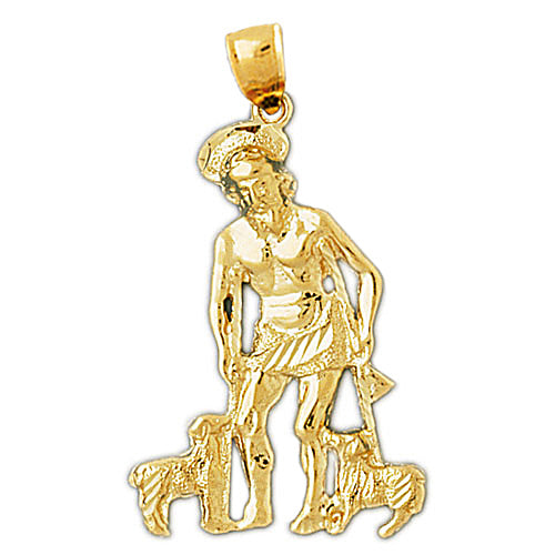 Image of ID 1 14K Gold 35MM Saint Lazarus Pendant
