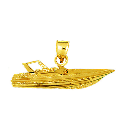 Image of ID 1 14K Gold 35MM Speed Boat Pendant