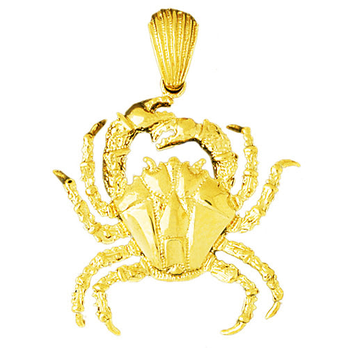 Image of ID 1 14K Gold 38MM Crab Pendant