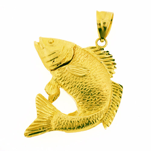 Image of ID 1 14K Gold 3D Carp Fish Pendant