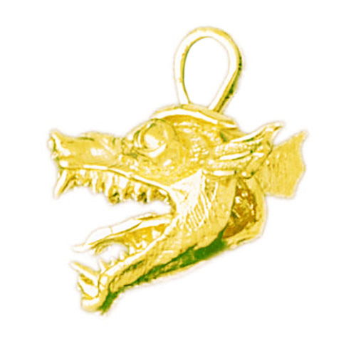 Image of ID 1 14K Gold 3D Dragon Head Pendant