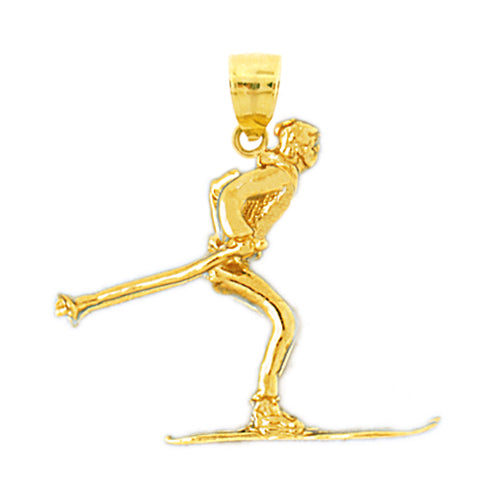 Image of ID 1 14K Gold 3D Male Skier Pendant
