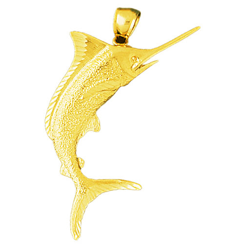 Image of ID 1 14K Gold 3D Marlin Fish Pendant