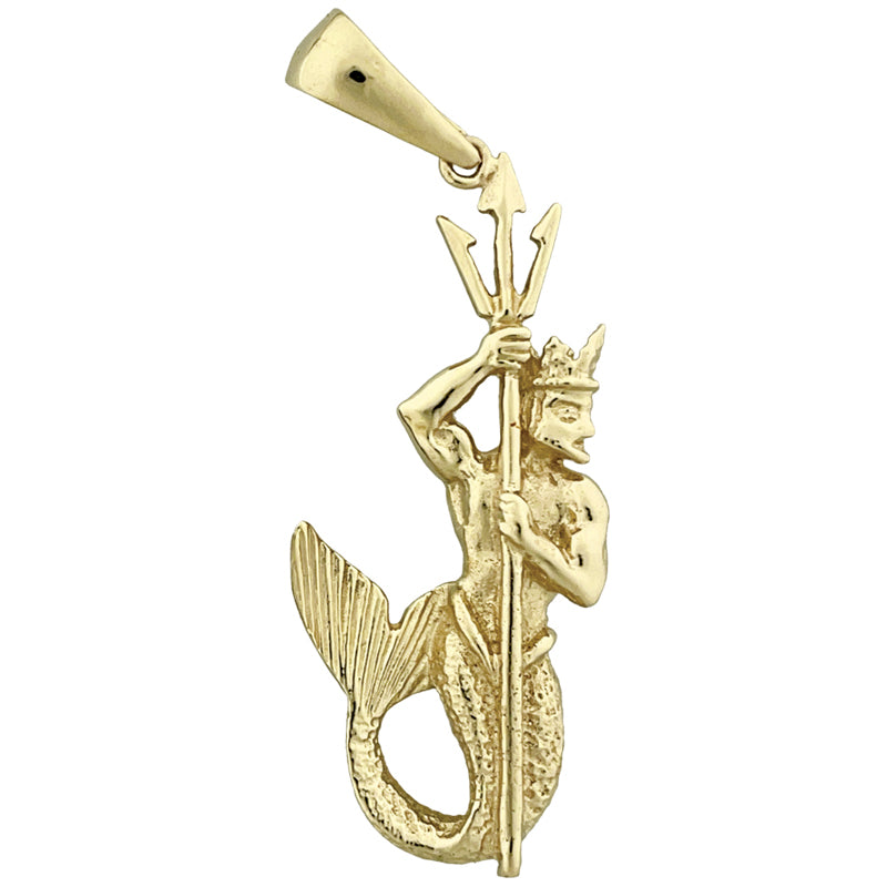 Image of ID 1 14K Gold 3D Poseidon Holding A Trident Pendant