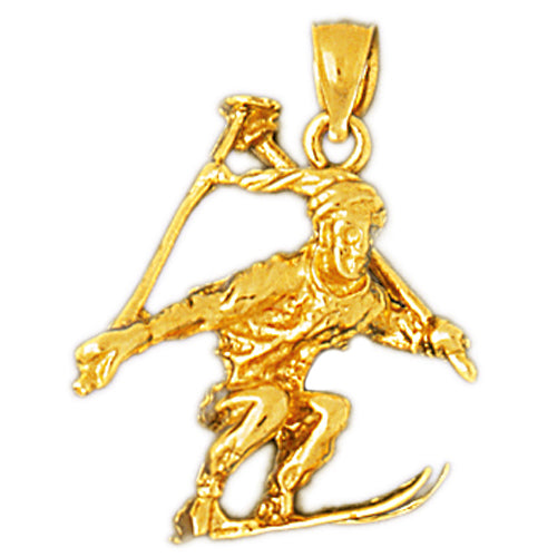 Image of ID 1 14K Gold 3D Skier Pendant