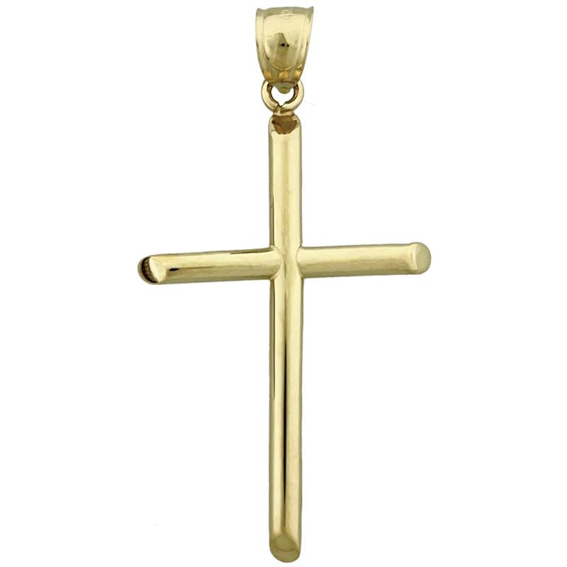 Image of ID 1 14K Gold 40MM Beveled Cross Pendant