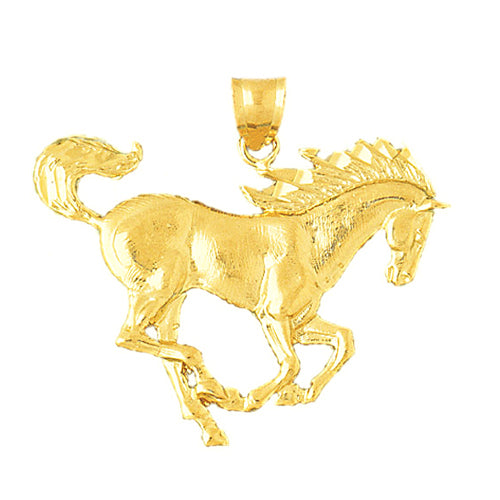 Image of ID 1 14K Gold 40MM Galloping Horse Pendant