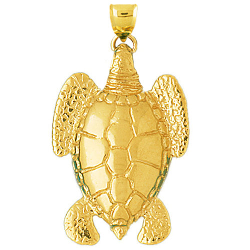 Image of ID 1 14K Gold 40MM Long Sea Turtle Pendant