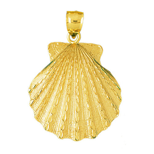 Image of ID 1 14K Gold 40MM Scallop Shell Pendant