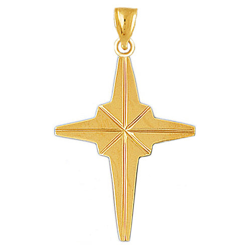 Image of ID 1 14K Gold 44MM North Star Cross Pendant