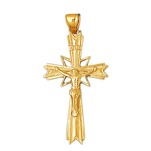 Image of ID 1 14K Gold 45MM INRI Crucifix Pendant