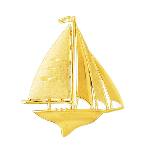 Image of ID 1 14K Gold 45MM Sailboat Pendant