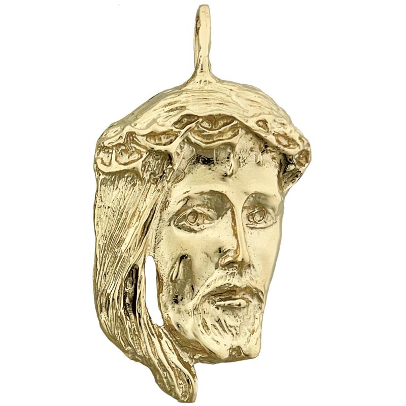 Image of ID 1 14K Gold 46MM Jesus Christ Head Pendant