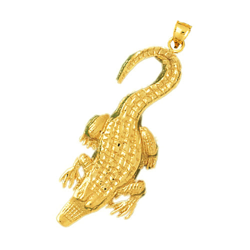 Image of ID 1 14K Gold 48MM Long Alligator Pendant