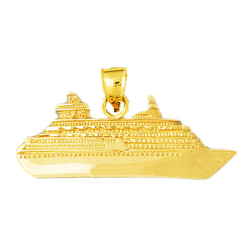 Image of ID 1 14K Gold 48MM Ocean Liner Cruise Ship Pendant