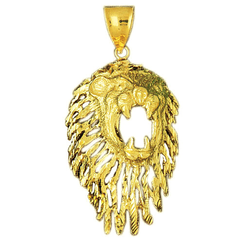 Image of ID 1 14K Gold 50MM CutOut Mane Lion Head Pendant